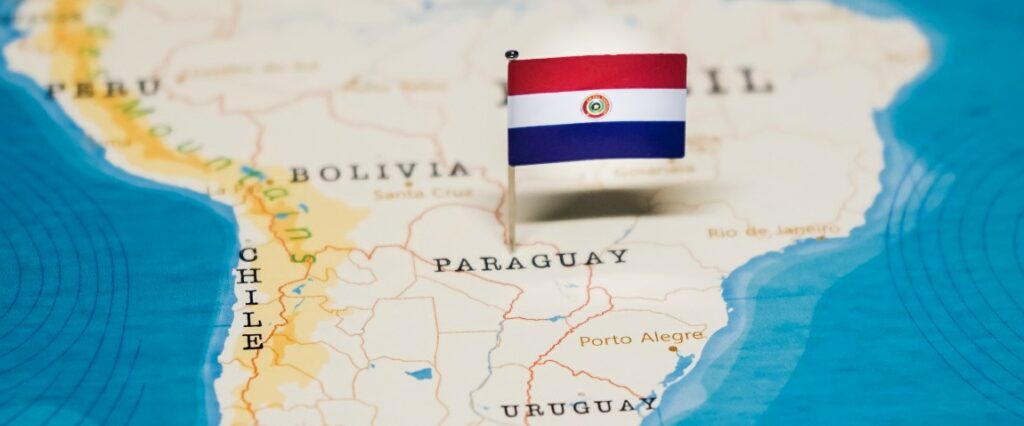 paraguay flag on world map