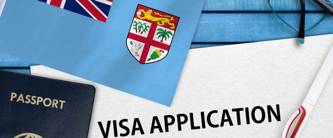 Visa application form and flag of Fiji