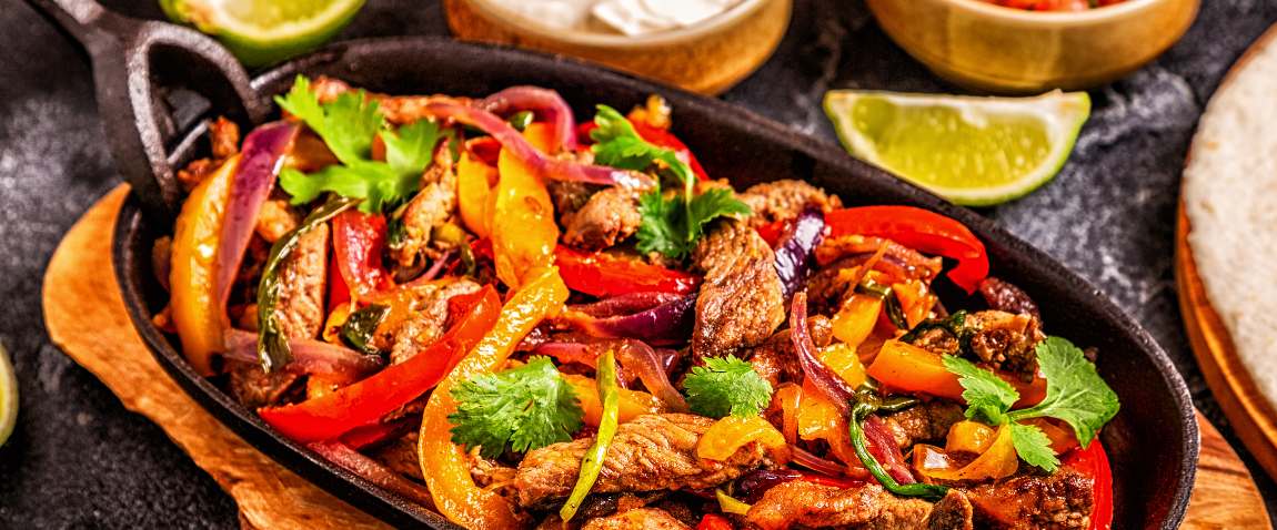 FAJITAS with colorful peppers