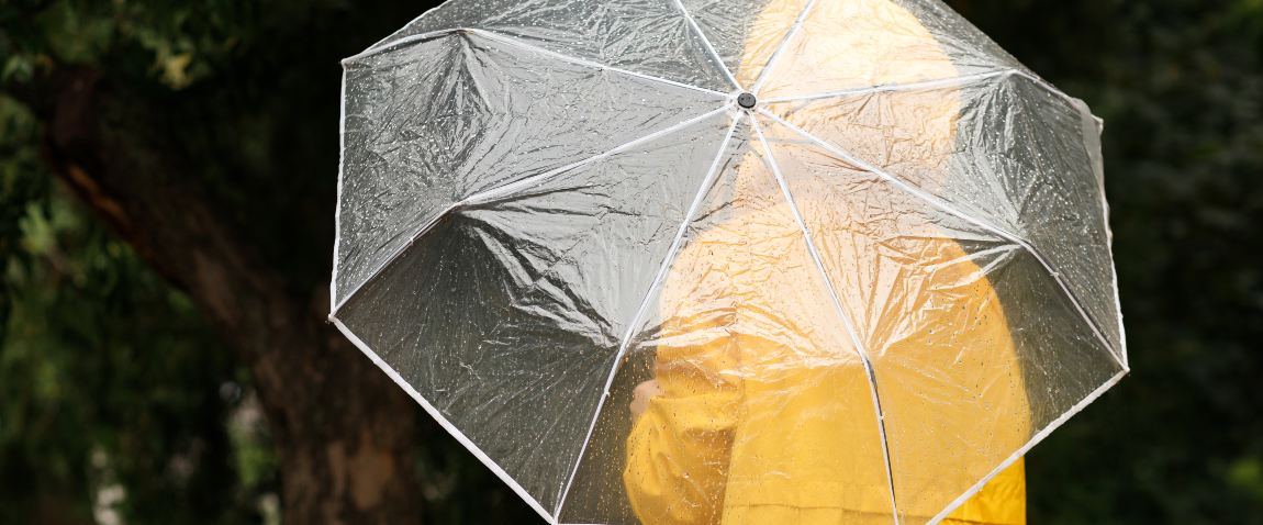 yellow raincoat and umbrella