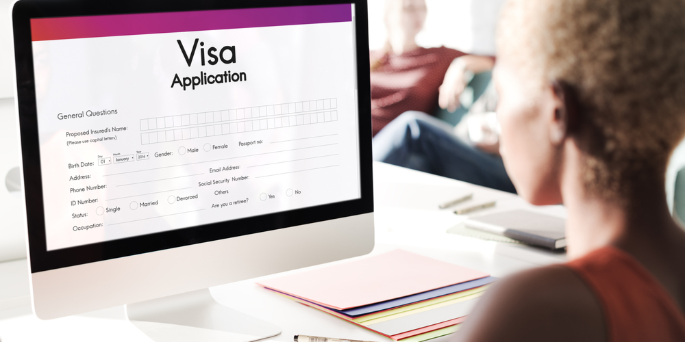 online visa application form on screen