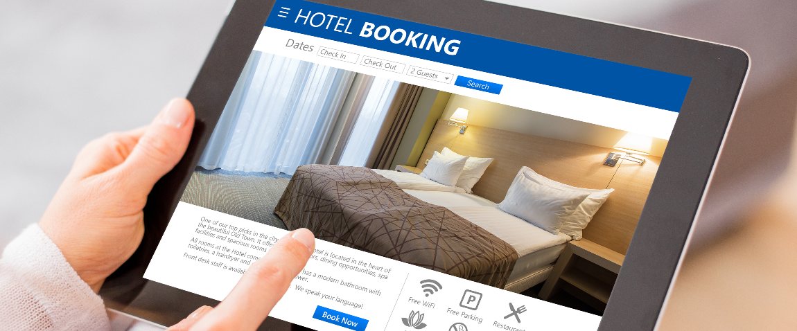 person booking hotel room
