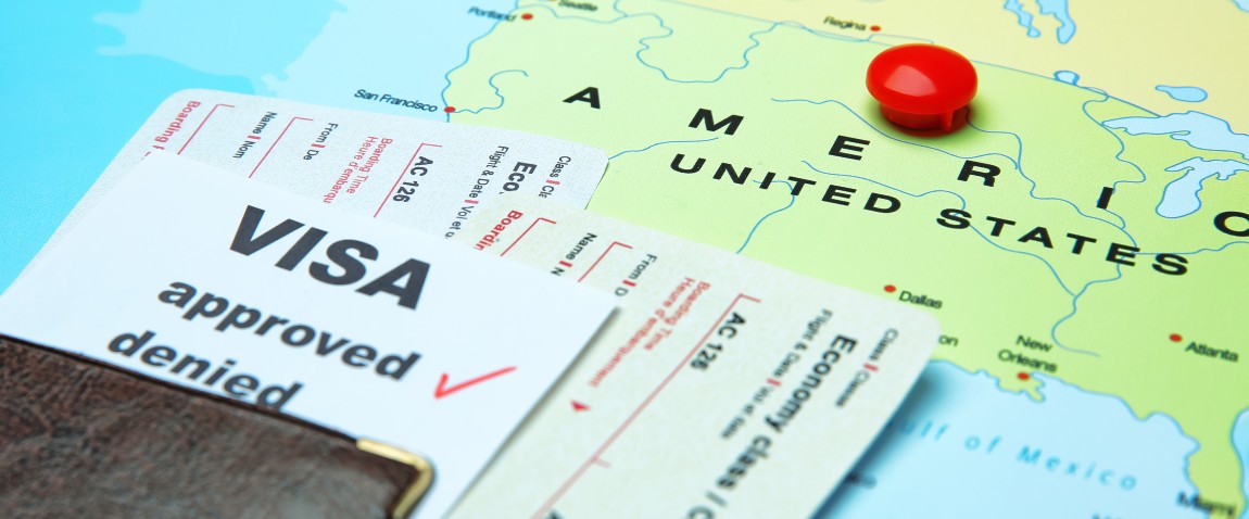 ticket and passport on the usa map